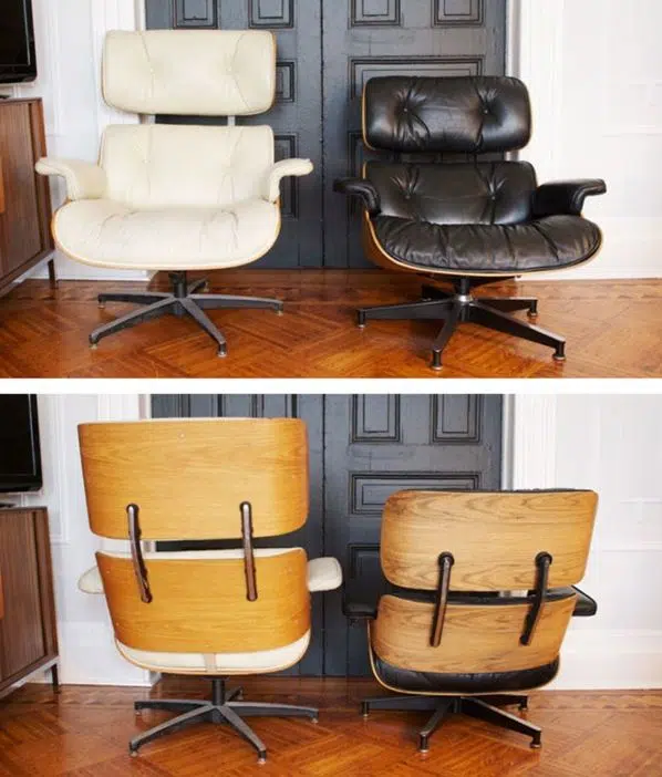 Comparativo de uma réplica da Poltrona Charles Eames e uma original Herman Miller