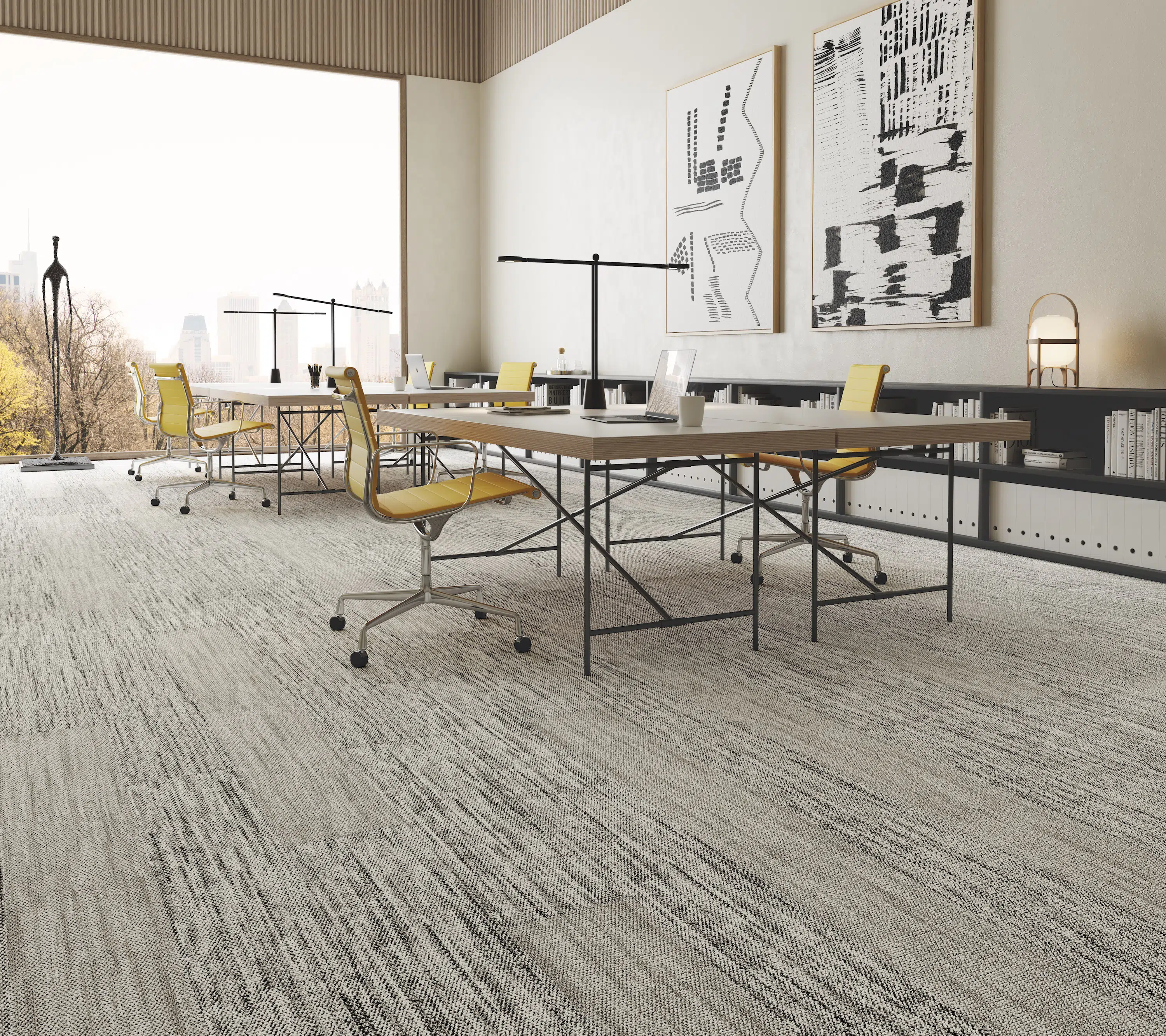 sala de reunião com carpete modular