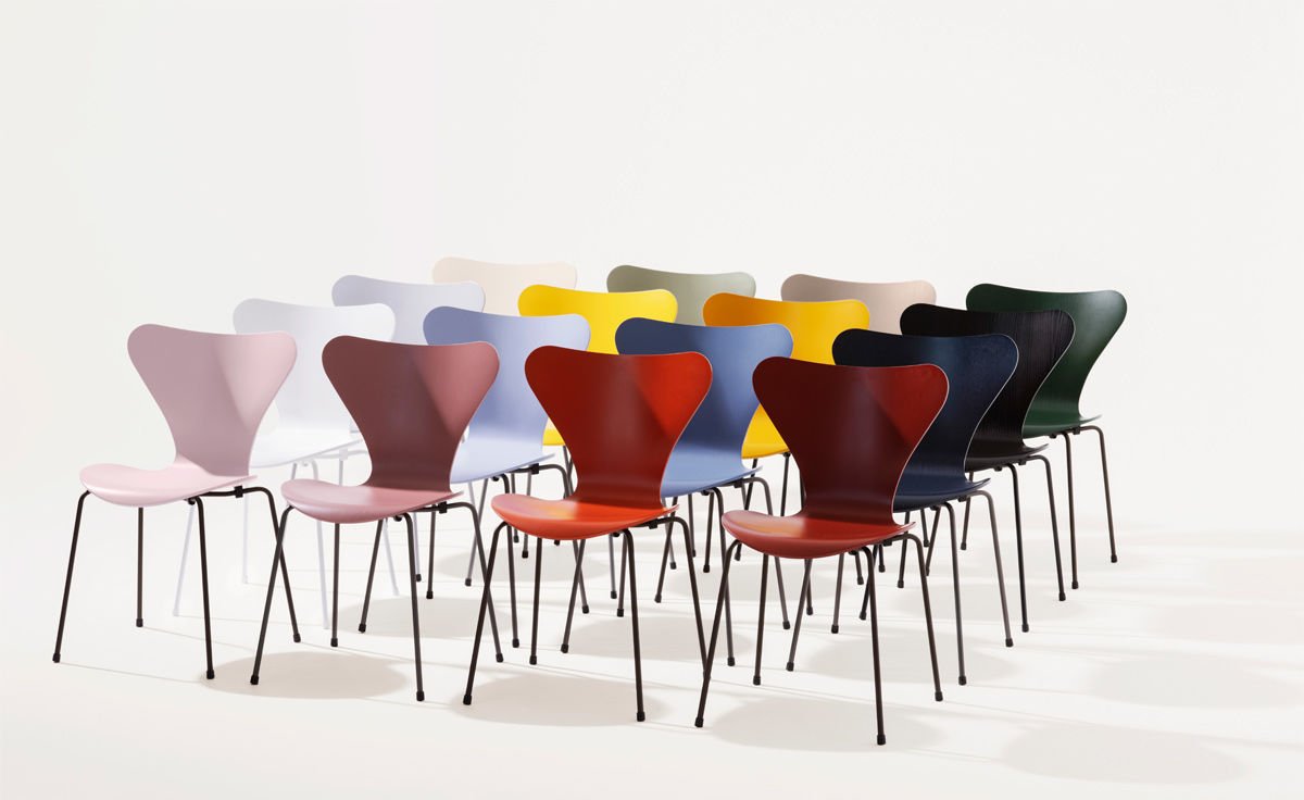 Arquitetura e design - cadeira Series 7 em diferentes cores