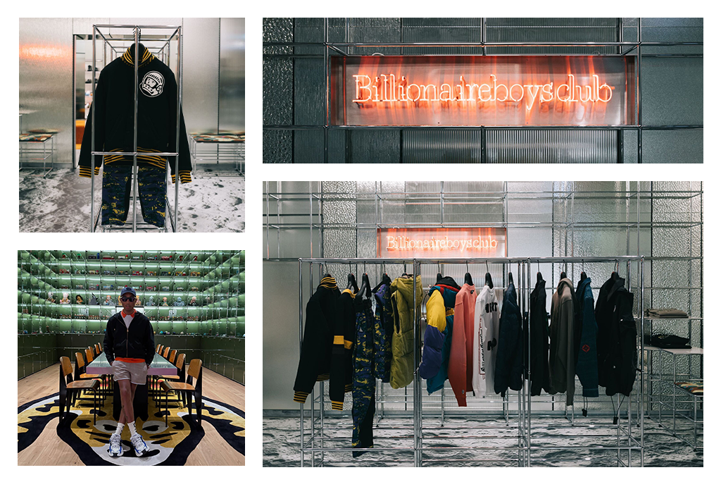 Parceria no universo da moda entre Pharrel Williams e a USM Modular Furniture para expor as roupas de sua marca Billionaire Boys Club.