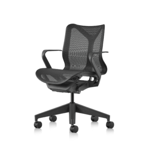 Cadeira Cosm Espaldar Baixo Grafite, braços fixos