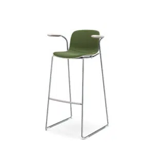 Troy High Bar Stool with Arms, Green